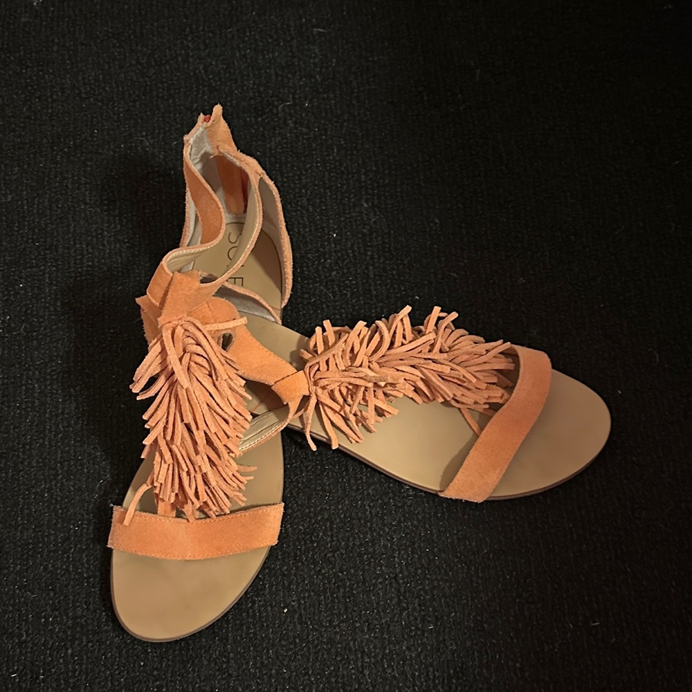 Sole Society Orange Fringe Sandals